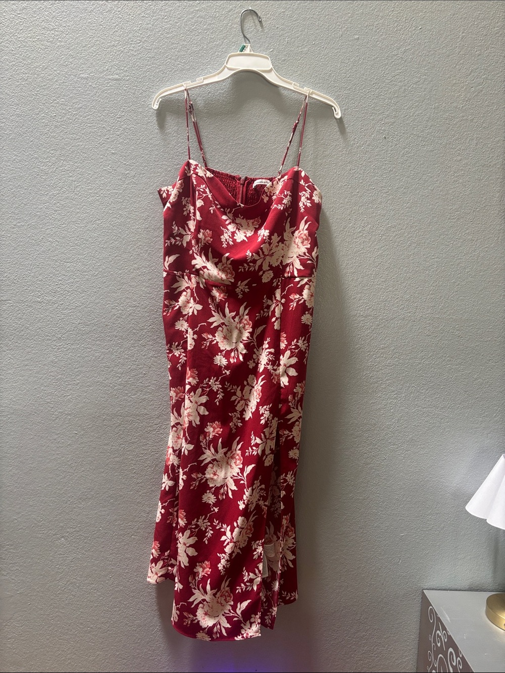 Abercrombie & Fitch Burgundy Floral Slip Midi Dress